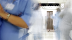 A busy hospital corridor