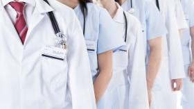 hospital staff in a line