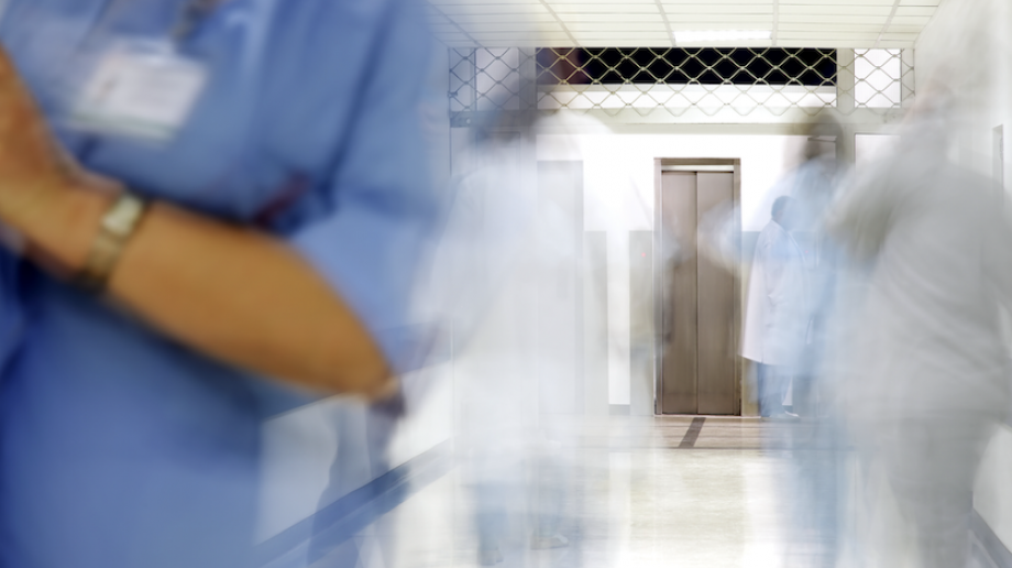 A busy hospital corridor