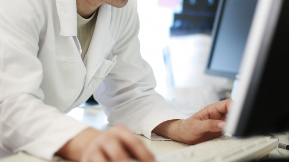 Doctor on a computer